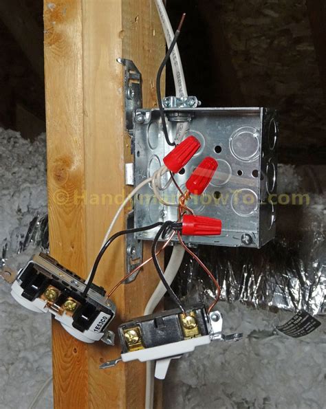 how to install a junction box in an attic|attic light with outlet.